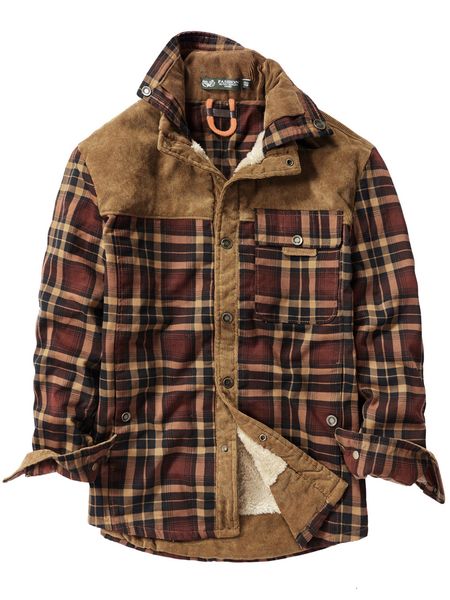 

men's casual shirts winter shirt men thick warm fleece shirts for men plaid cotton double collar single breasted corduroy plush lamb wo, White;black