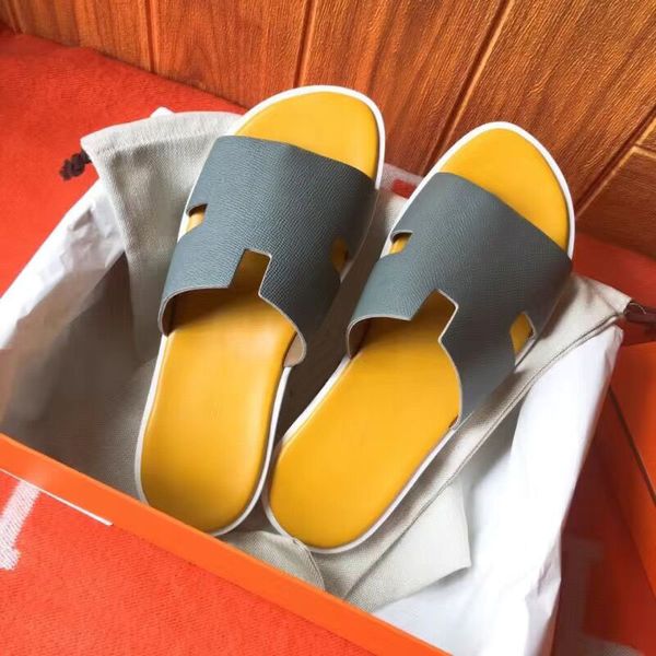 

designer men slipper sandal izmir flats calfskin leather outdoor beach sippers slide men's flip-flop rubber sole pop sandals wide shoes, Black