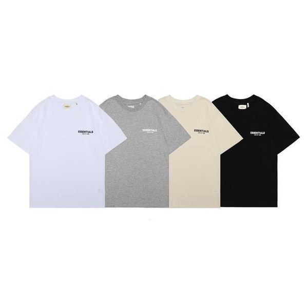 

essentialls t shirt for men women sport tshirt double high street basic letter printing basic short sleeve cotton for men and women, White;black