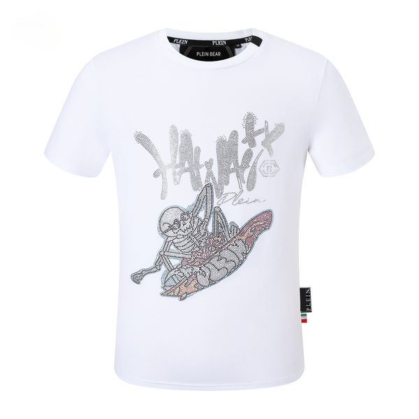 

plein bear t shirt mens designer tshirts brand clothing rhinestone pp skull men t-shirt round neck ss hawaii plein with crystals hip hop tsh, White;black