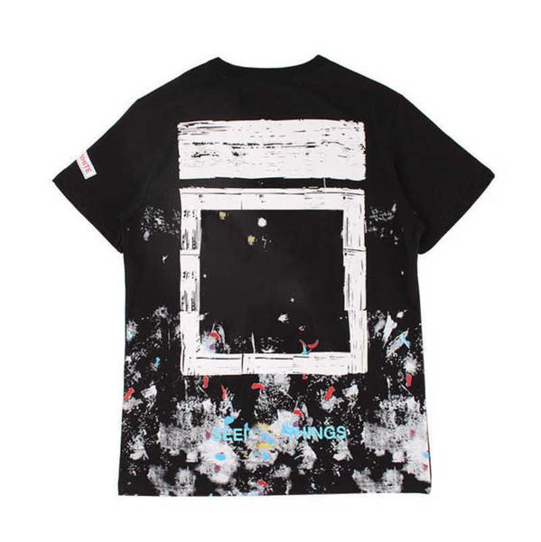 

summer luxury offs mens t shirt religious oil paint women brand t-shirts back arrow x tshirt hip hop loose tees t-shirt short sleeve couple, White;black