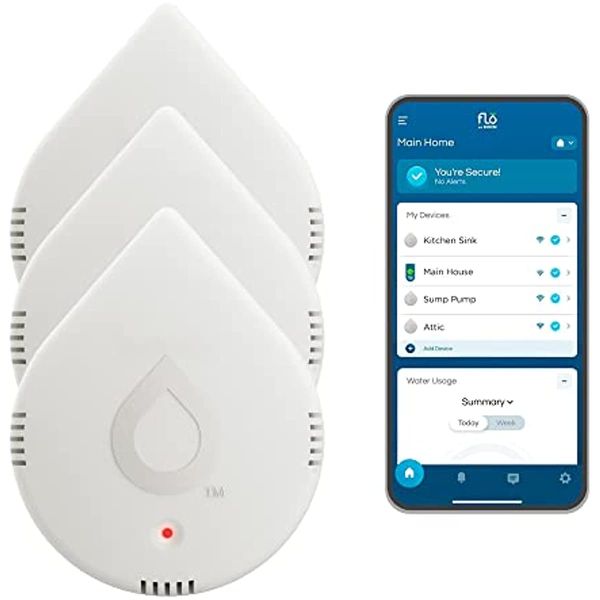 

920-005 flo smart water leak detector, white, 3-pack