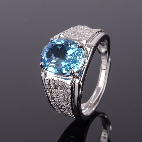 

with side stones 925 sterling silver large 8 10mm fashion men s ring natural blue z gemstone london birthday jewelry gift high 230321