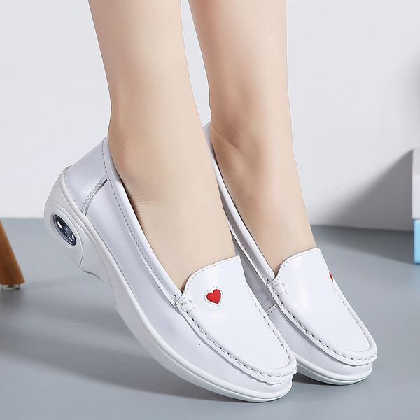 

dress shoe s shoes hospital nurse comfortable soft bottom white slope heel increased leather deodorant pedal 230321, Black