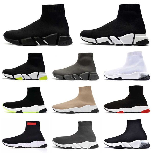 

designers speeds 2.0 v2 casual shoes platform sneaker men women tripler paris socks boots black white blue light ruby graffiti vintage brand
