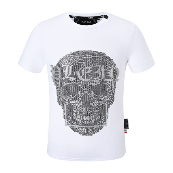 

plein bear t shirt mens designer tshirts brand clothing rhinestone pp skull men t-shirt round neck ss skull and plein with crystals hip hop, White;black