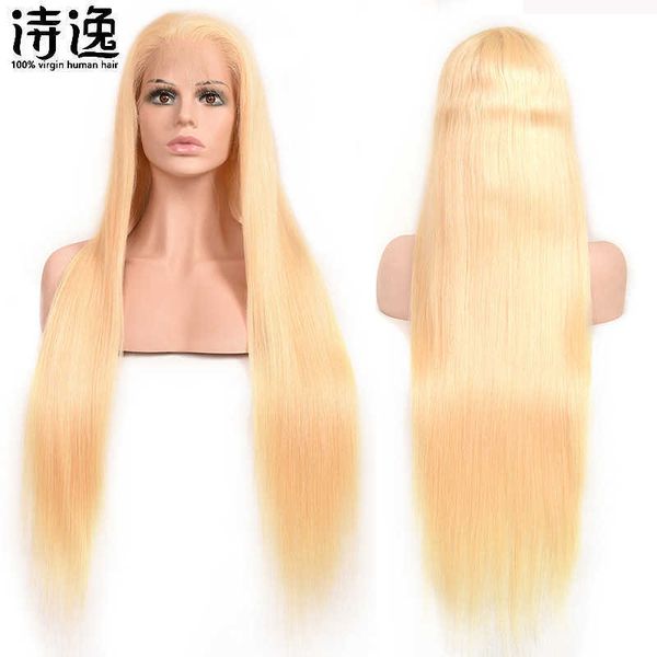 

t-part lace 613 honey blonde human hair wigs 230323, Black