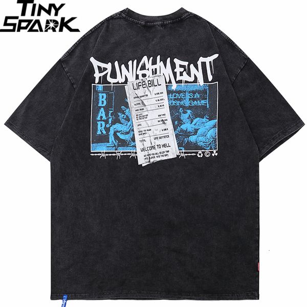 

mens tshirts men hip hop streetwear oversize washed tshirt retro bill graphic t shirt summer short sleeve harajuku cotton tshirt black 23032, White;black