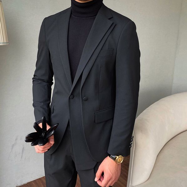 

men's suits blazers 2023 black hombre mariage homme smoking splicing business gentleman 230323, White;black