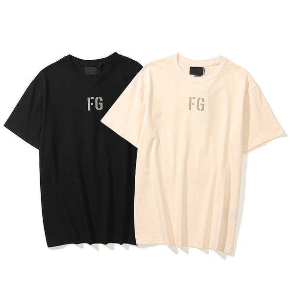 

essentialls t shirt for men women fg sport tshirt season new flocking loose short sleeve fashion brand men's and women's couple bo, White;black