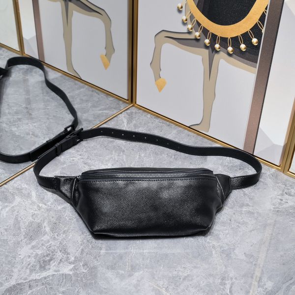

7a designer waist bags caviar leather black gold silver logo handbags plain purse
