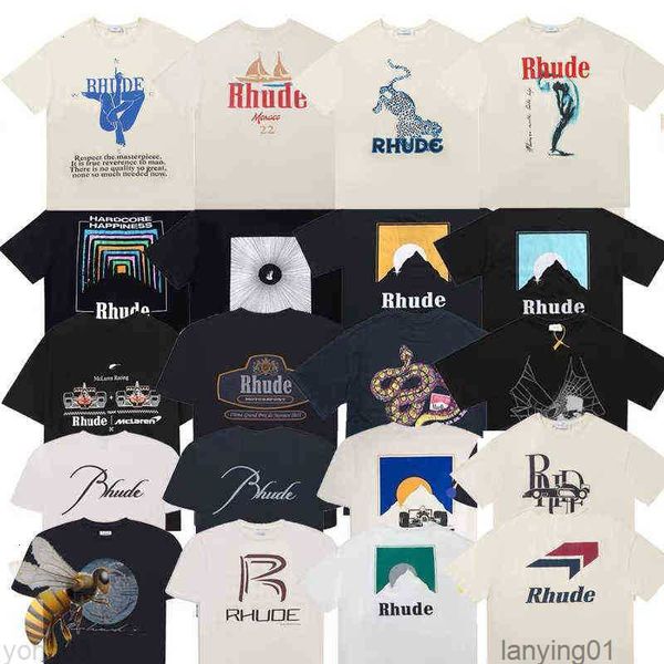 

summer collection rhude tshirt oversize heavy fabric couple dress t shirt, White;black