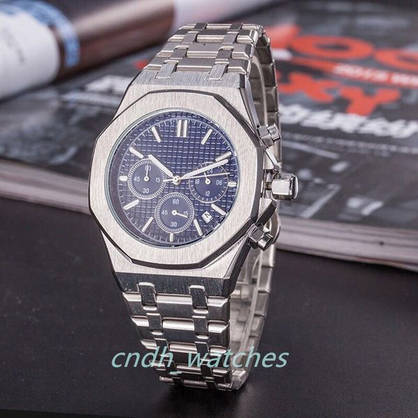 

men's women watch rose gold stanless steel 42mm vk chronograph quartz movement sports men watches cndh c1-85, Slivery;brown