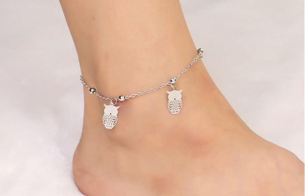 

owl charm ankle bracelets silver tone owl anklets foot chains barefoot beach sandals fashion jewelry4091090, Red;blue