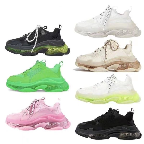 

2023 triple s men women designer casual shoes platform sneakers clear sole black white grey red pink blue royal neon green trainers tennis s