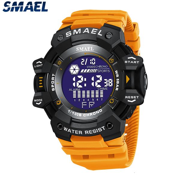 

wristwatches digital watch smael military wristwatches led satch alarm clock big dial male clocks 8050 fashion sport watches waterproof 2303, Slivery;brown