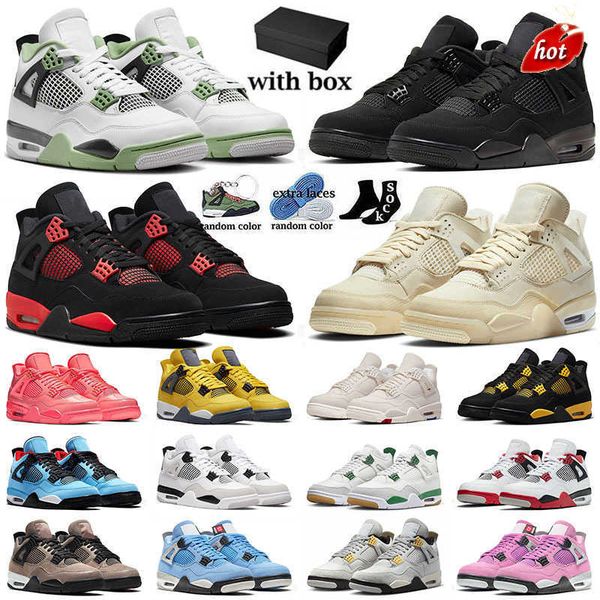 

2023 og with box 4 for men basketball shoes 4s iv red thunder sail black cat seafoam pn dust ts x university blue jumpman mens