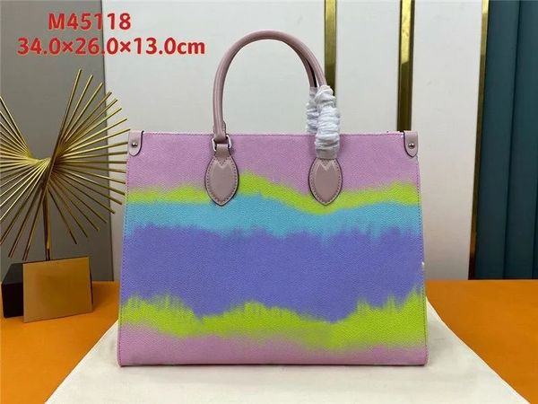 

designer luxury totes onthego gm bleu giant escale canvas pastel tote bags with double long straps shoulder handbags m45118 women big capaci