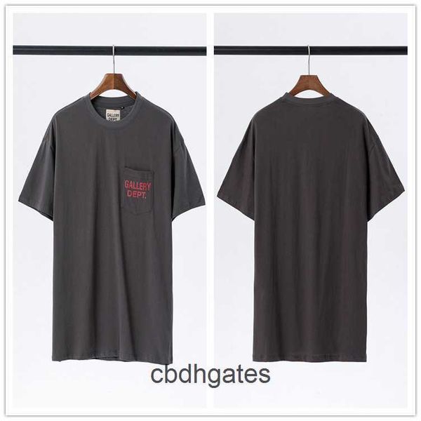 

shirts 2023 small fashion street galleryss streetwear high mens loose dept chest t pocket letter print short sleeve g4qm, White;black