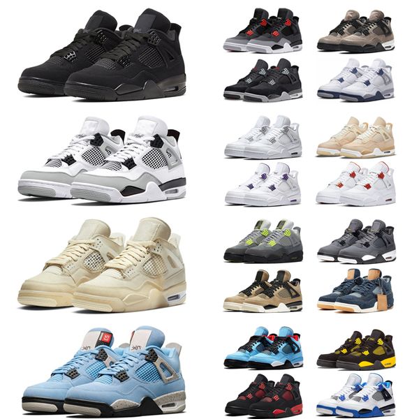 

jumpman 4 sports basketball shoes 4s designer sneakers military black cat canvas lightning midnight navy red thunder sail shimmer men women