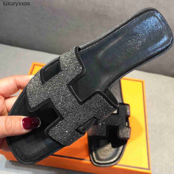 

beach shoe hermas tourist female designer leather family sandals word slipper one summer beach sole do9h