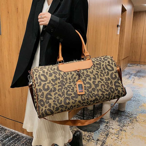 

duffel bags new oxford cloth lightweight one shoulder handbag trend leopard print large capacity business travel dual use short distance bag