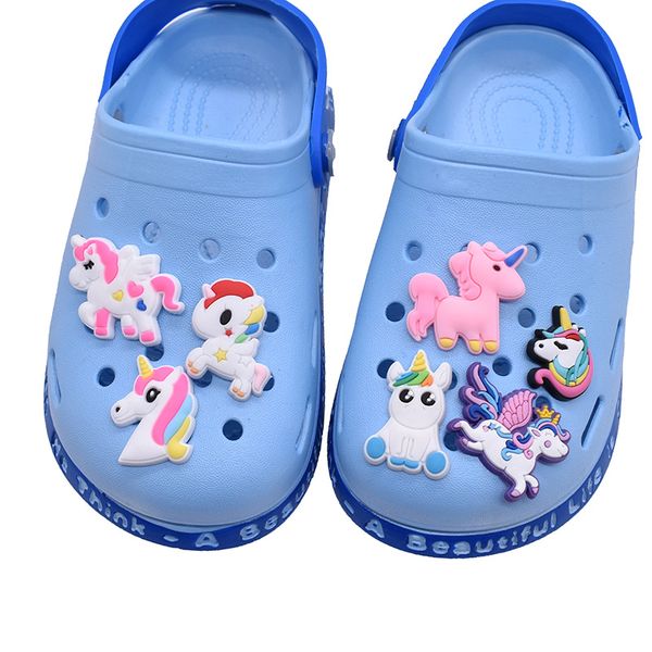 

anime charms unicorn girls wholesale childhood memories funny gift cartoon charms shoe accessories pvc decoration buckle soft rubber clog ch, Blue