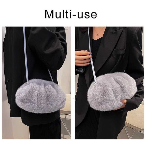 

shoulder winter crossbody fashion faux brand fur bag luxury women female fluffy plush designer cloud ladies handbag, Red;black