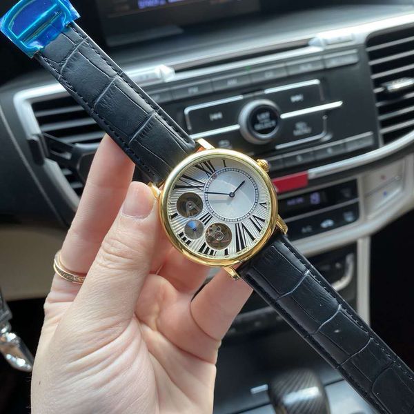 

2023 new brand original business men's watch classic round case mechanical watch wristwatch clockrecommended watchwa watch q59, Slivery;brown