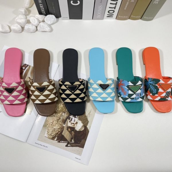 

women girls triangle logo slippers womens flat square toe mule loafers designer embroidery letter sandal slippers outdoor beach flip flops s, Black