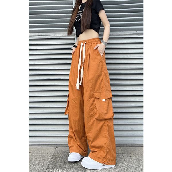 

women's pants s vintage cargo baggy jean fashion 90s streetwear pockets wide leg high waist straight y2k denim trousers overalls 230323, Black;white