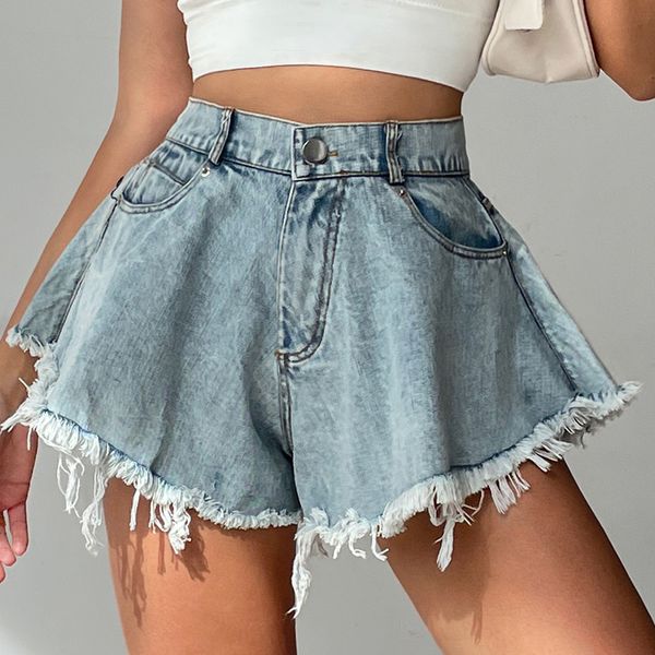

women's shorts women denim shorts with holes and high waist loose tassel jeans s-xxl 230323, White;black