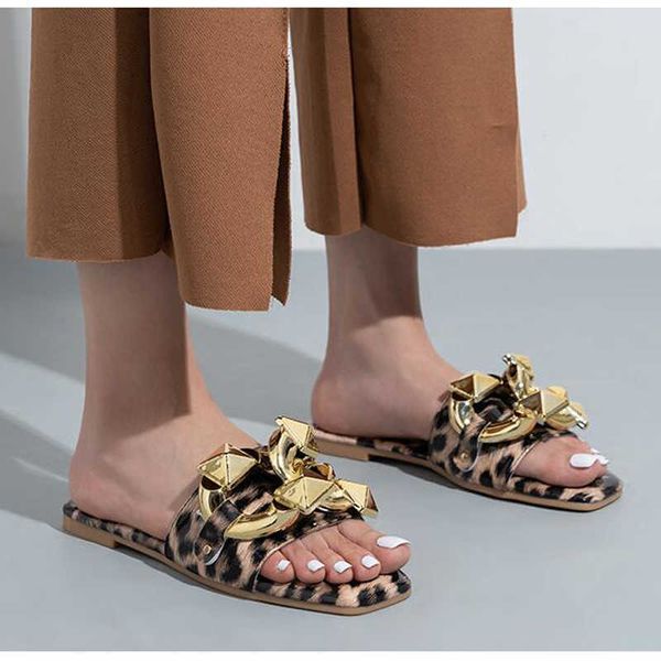 

slippers fashion leopard print sandals flat comfort beac open toe summer women's shoes plus size g230322, Black
