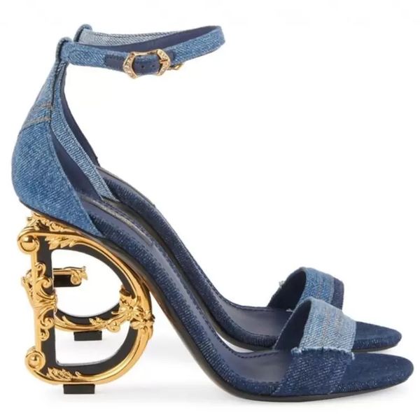 

famous summer brands keira sandals shoes women high sculpted heels baroquel-heels sandalias gold-plated carbon party wedding bridal, Black