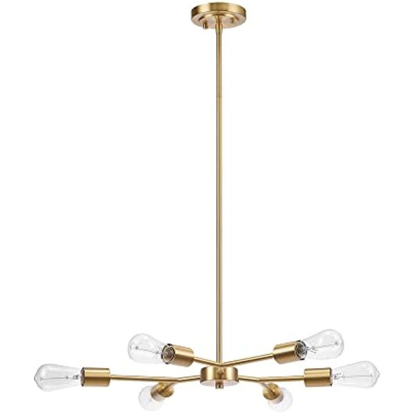 

tetra 6-light chandelier, matte brass, adjustable hanging height