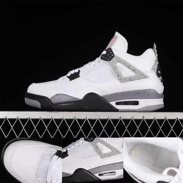 

jumpman 4 mens womens basketball shoes 840606-192 white cement grey fire red tech grey men women designers sports sneakers