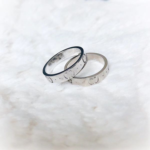 

simple trend silver gold double g ring men and women fashion ring