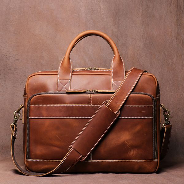 

briefcases leathfocus men's genuine leather man vintage messenger bag 156 inches laphandbag business office a4 document 230323