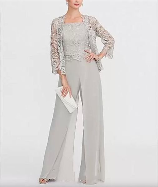 

elegant chiffon mother of the bride pants suit with short lace jacket wedding guest dresses women beach country formal party wear, Black;red