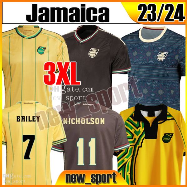 

3xl 23 24 jamaica soccer jerseys national football team 2023 2024 retro 1998 home away bailey antonio reid nicholson lowe morrison men size, Black;yellow