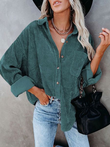 

women's jackets autumn corduroy woman long shirt women button coat fashion overshirt loose female 230323, Black;brown