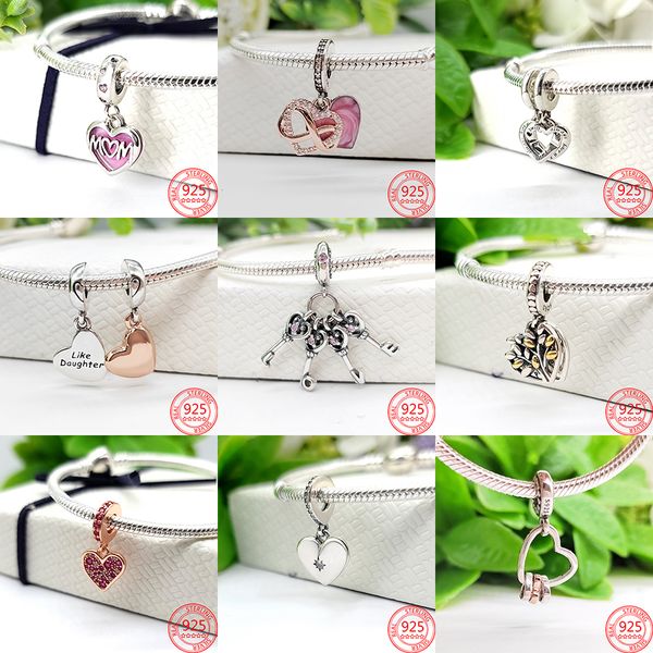 

classic popular 925 sterling silver love hanging charm of the original pandora bracelet s925 jewelry, Bronze;silver