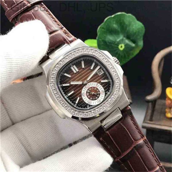 

watches stainless steel case luxury brown black leather mens strap bezel sapphire automatic mechanical men brand watch 7hp3, Slivery;brown