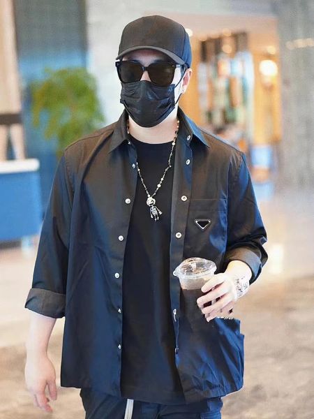 

men shirt casual street designer nylon jacket luxury brand shirts long sleeves imported superfine 60 organic cotton high-density poplin fabr, White