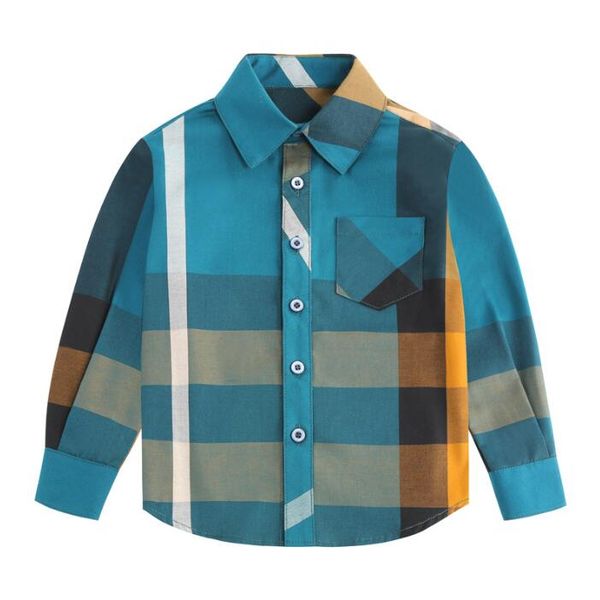 

Spring Autumn Boys Plaid Shirts Kids Long Sleeve Shirt Cute Children Turn-down Collar Shirt Baby Boy Tops Tees Child T-shirt 3-8 Years, As picture