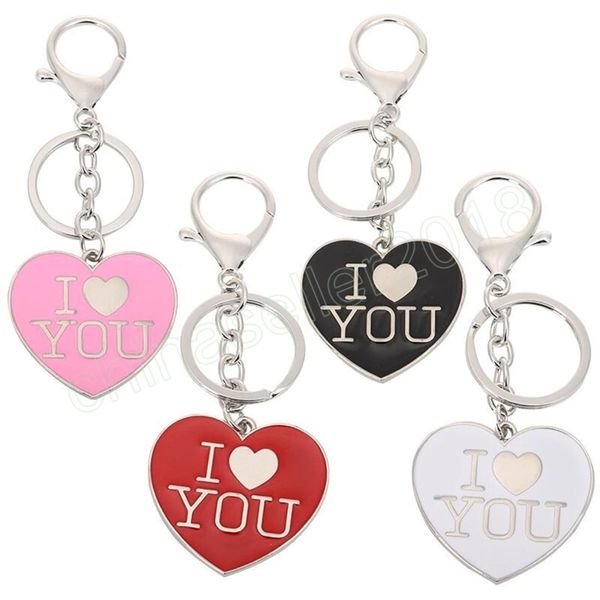 

metal key chain creative heart shape engraved key ring women men car key holder couple keychain bag accessories, Silver
