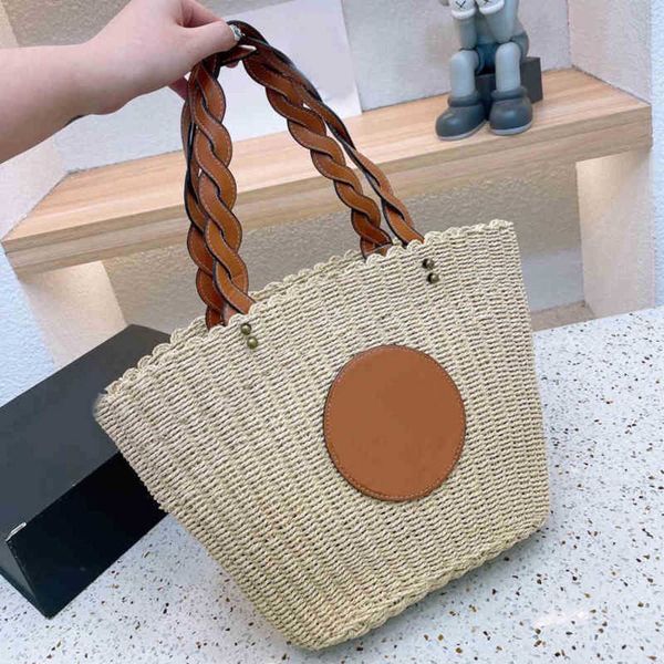 

totes summer straw tote women beach bucket woven tote designer handbag lady crossbody bags vocation purses 220704