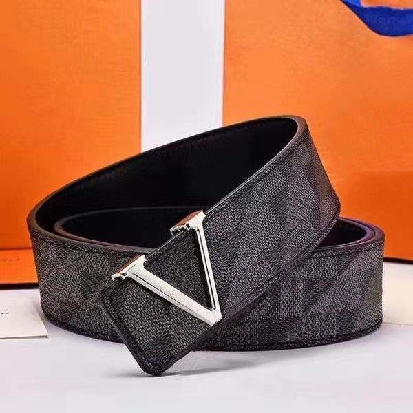 

designer belt fashion pattern luxury plaid presbyopia striped leather belt for men and women 3.8cm wide no box aaa11888, Black;brown