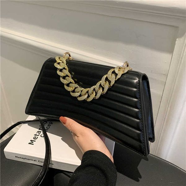 

chain women handbags solid color new fashion shoulder bag square texture messenger bags stripe designer brand purse and bag 230308