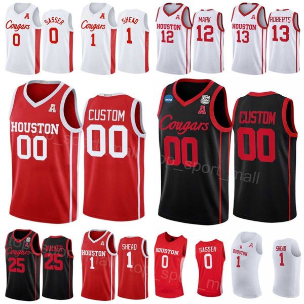 

college basketball houston cougars jersey 0 marcus sasser 25 jarace walker 13 jwan roberts 12 tramon mark 1 jamal shead 21 emanuel sharp uni, Black
